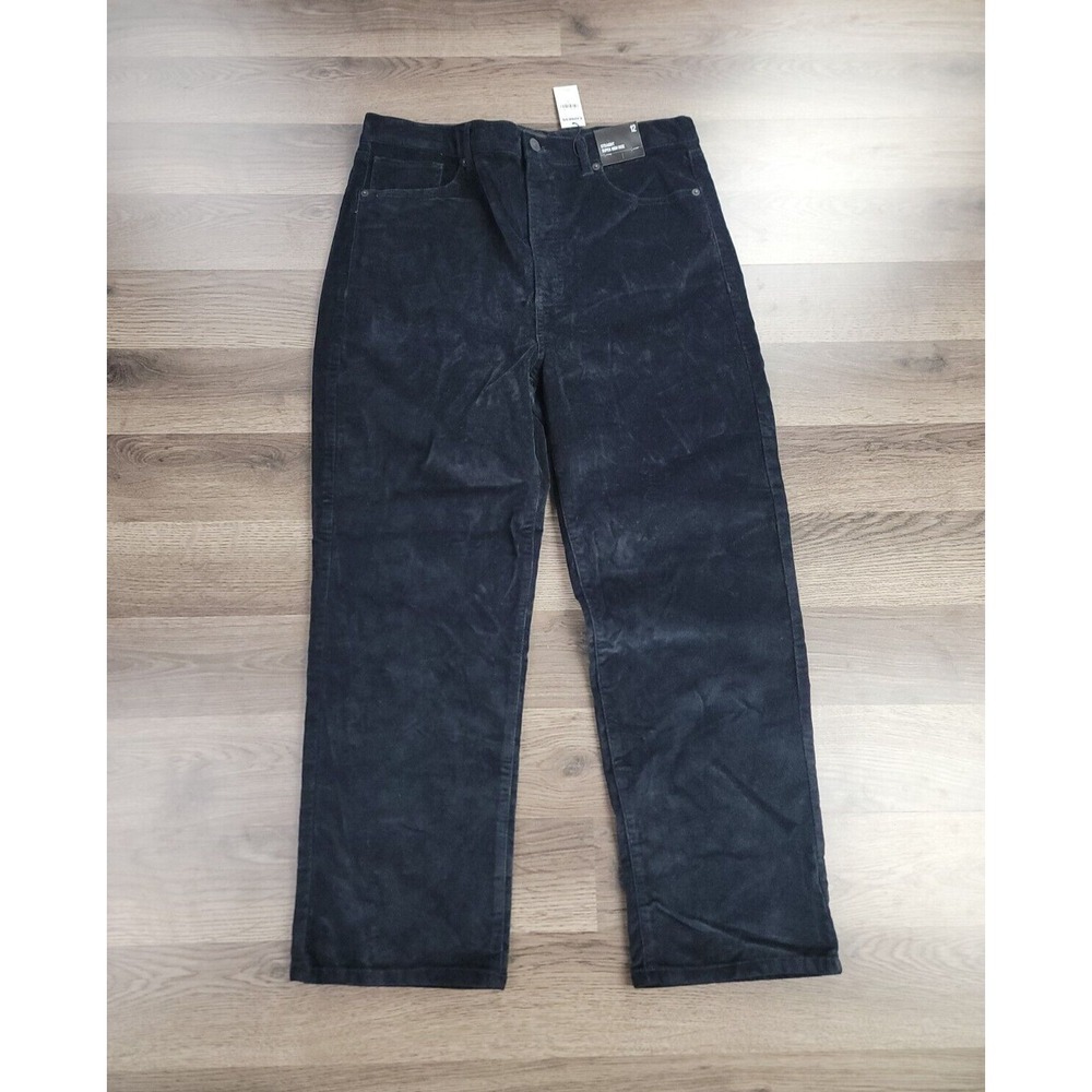 Express Velour Jeans Size 12 High Waisted Luxe Polished Black Straight NWT $80
